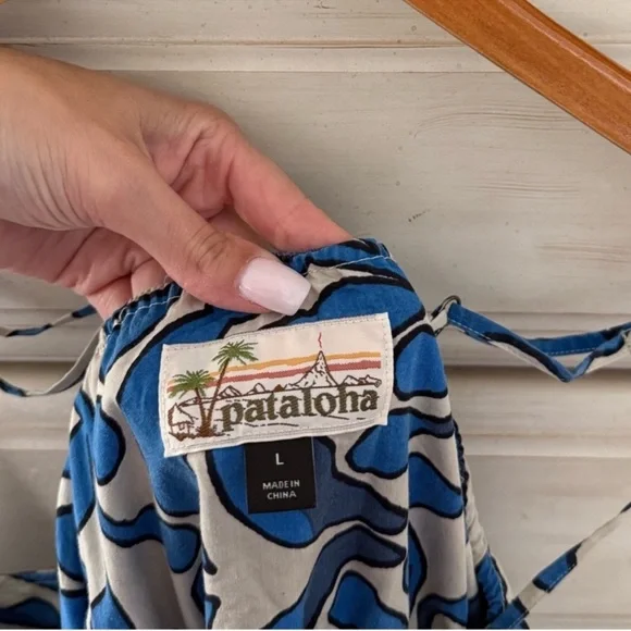 Patagonia Pataloha Hawaiian Blue Tropical Dress - Picture 3 of 4